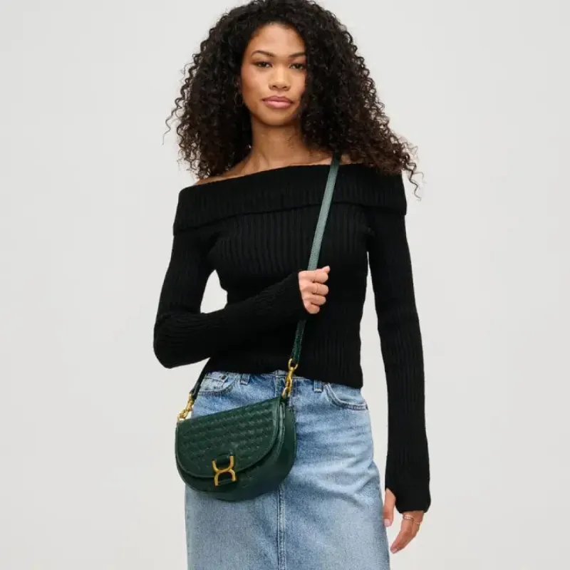 Alise Woven Crossbody | Forest sold by Belletique