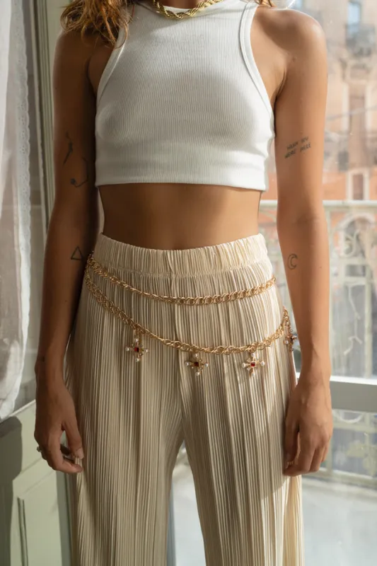 Amalia Gold Chain Cross Pendant Belt sold by 12th Tribe