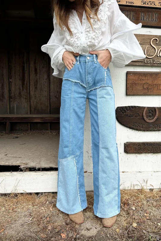 Britney Patchwork Denim Jeans sold by 12th Tribe