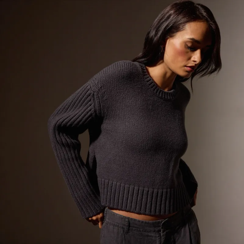 Cotton Knit Crew Neck Sweater - Magma sold by James Perse