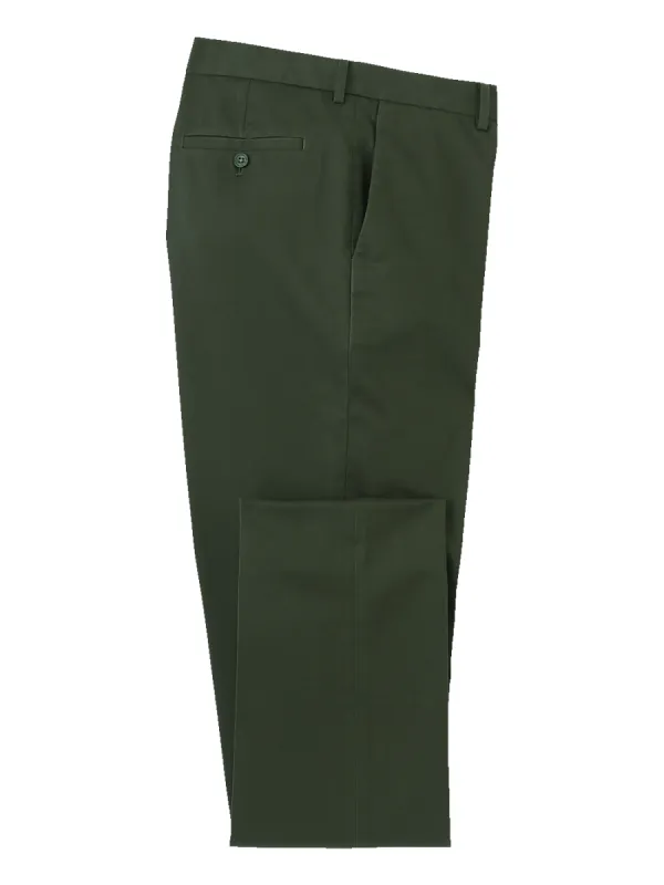 Non-Iron Cotton Stretch Twill Pant - Dark Green sold by Paul Fredrick