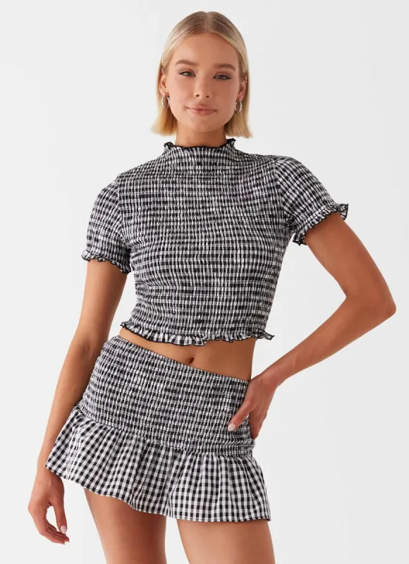 Sweetest Pie T-Shirt - Black Gingham sold by Peppermayo