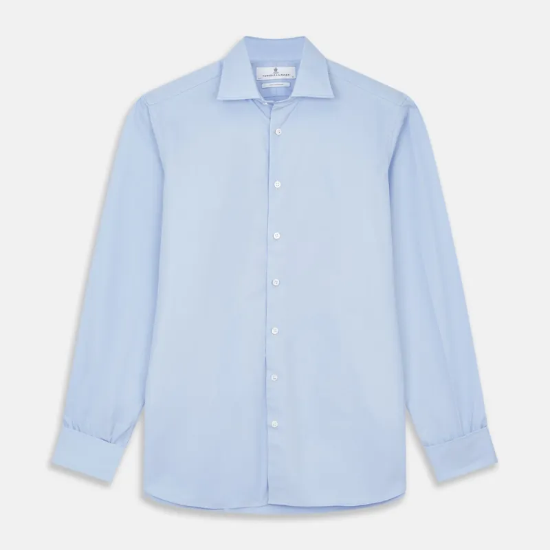 Tailored Fit Blue Cotton Shirt with Kent Collar and Double Cuffs sold by Turnbull & Asser
