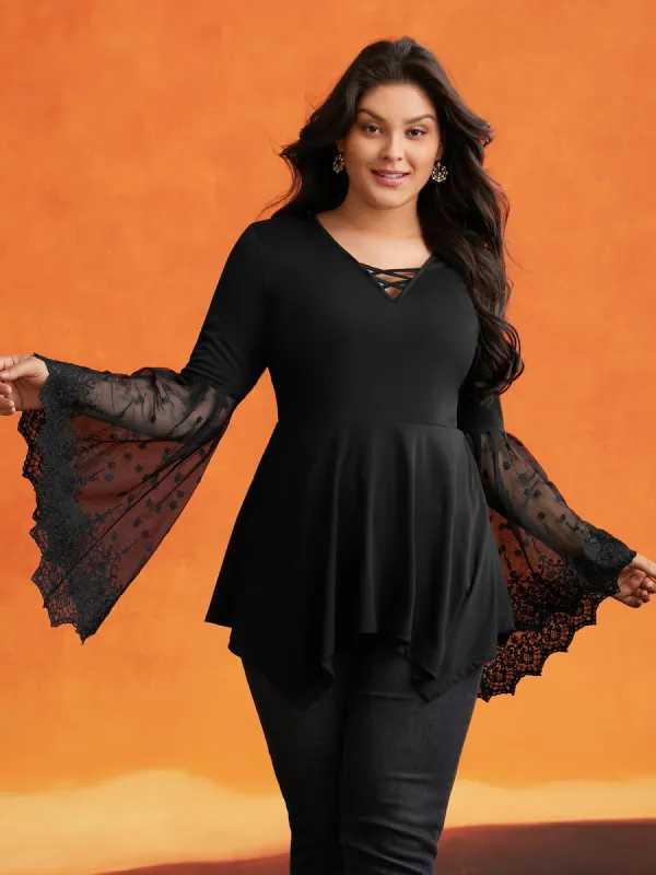 Cross Front Bell Sleeve Top sold by Bloomchic