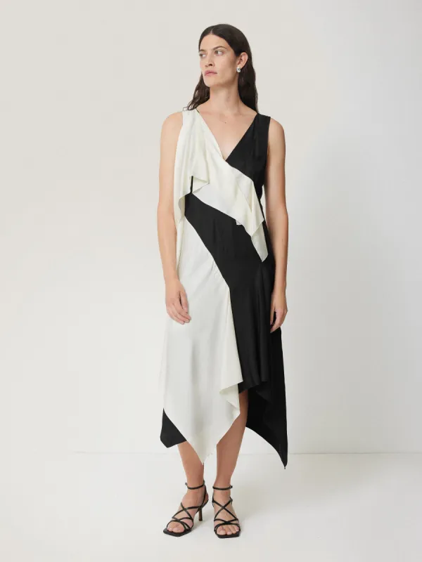 Sculptural Silk Twill Dress | Monochrome sold by Jigsaw