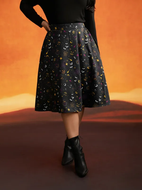 Pumpkin Dance Printed Knee-Length Skirt sold by Bloomchic