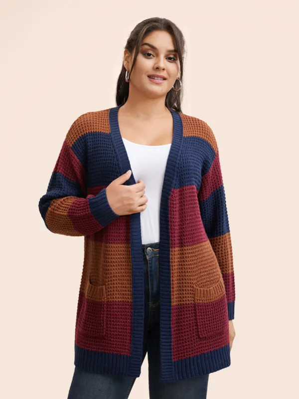 Colorblock Contrast Patch Pocket Cardigan sold by Bloomchic
