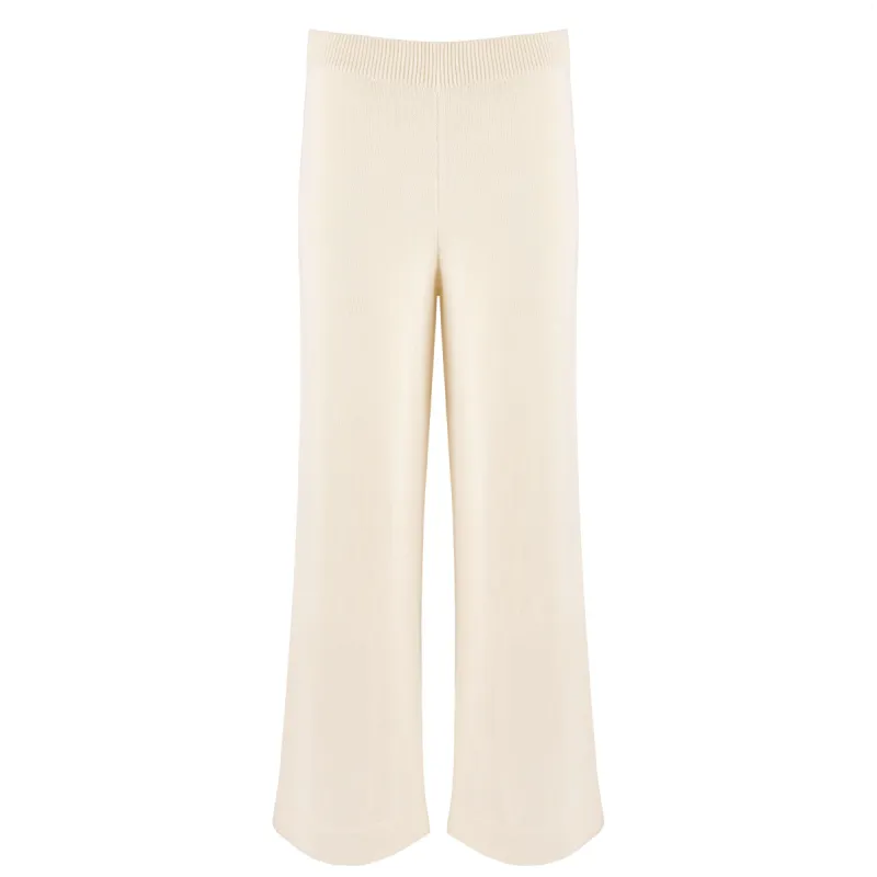 women's cream wide leg knit pant sold by minnow