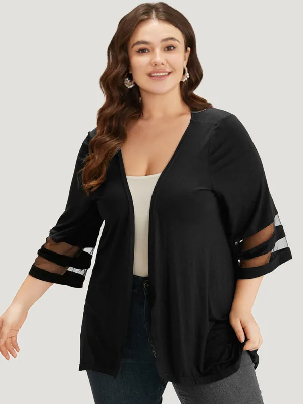 Halloween Supersoft Essentials Plain Patchwork Open Front Mesh Kimono sold by Bloomchic