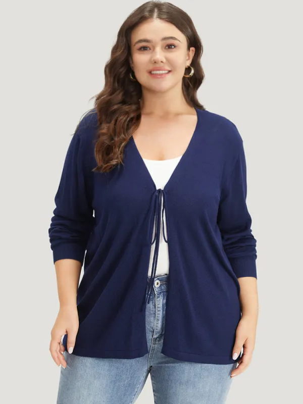 Supersoft Essentials Plain Tie Front Elastic Cuffs Cardigan sold by Bloomchic
