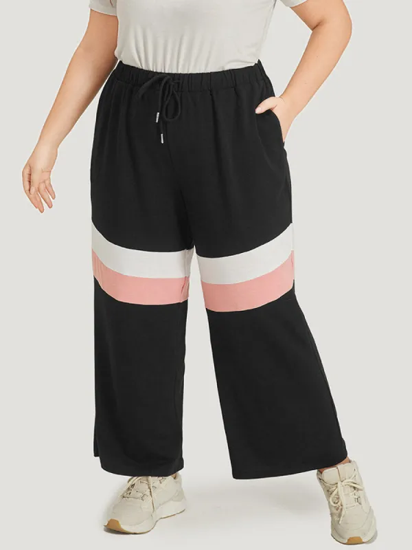 Striped Contrast Drawstring Pocket Elastic Waist Sweatpants sold by Bloomchic