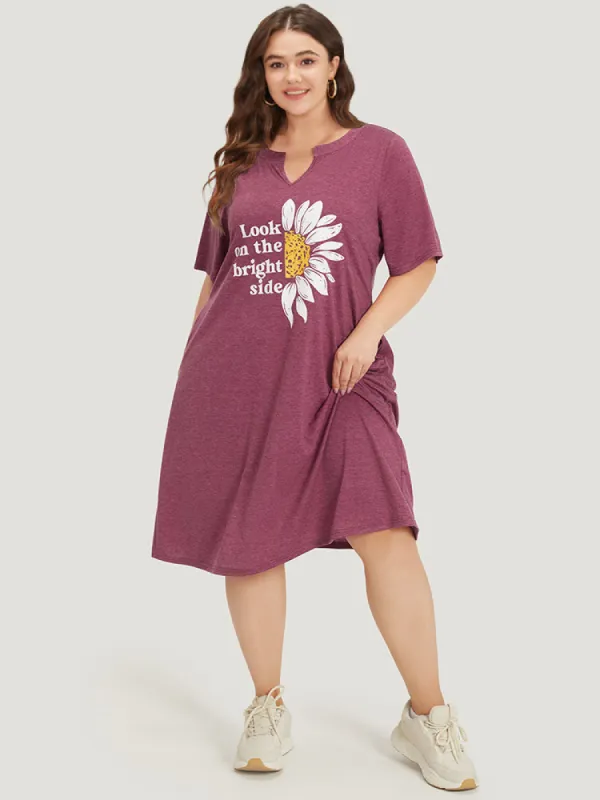 Supersoft Essentials Slogan & Sunflower Print Notched Pocket Dress sold by Bloomchic