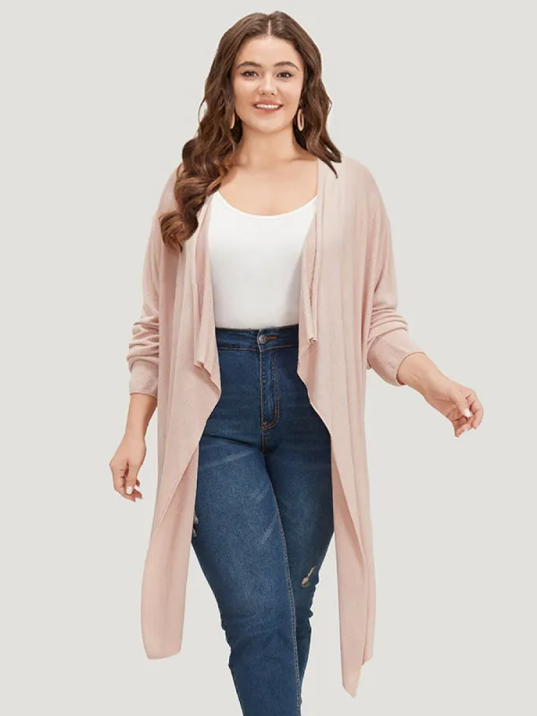 Supersoft Essentials Solid Asymmetrical Hem Lapel Collar Cardigan sold by Bloomchic