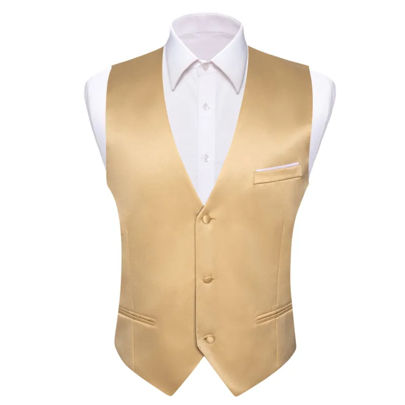 Fashionable Gold Solid Silk Waistcoat Vest for Business sold by Barrywang