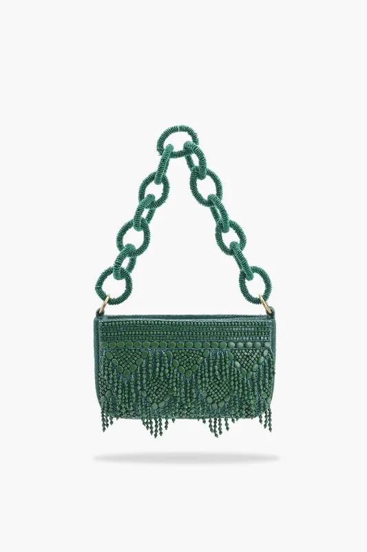 Emerald Eden Beaded Shoulder Bag sold by America & Beyond