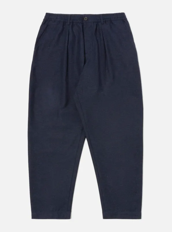 Universal Works Pleated Track Pant in Navy Birdseye Tweed sold by Universal Works