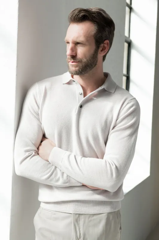 Light beige cashmere polo – Made in Italy sold by Pini Parma