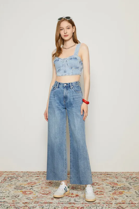 CHILL Pleat Straight Ankle Jeans HJ133 sold by Hey Joanie