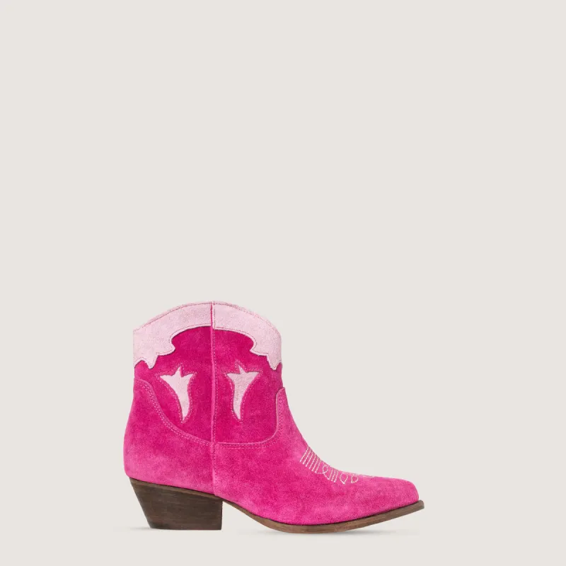 Vicky Fuchsia Texan boots sold by Kali Shoes