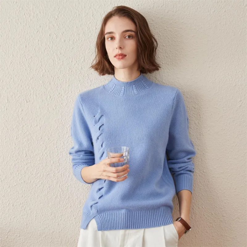 100% Cashmere Women's Ribbed Cable Knit Sweater sold by COMOBOCA