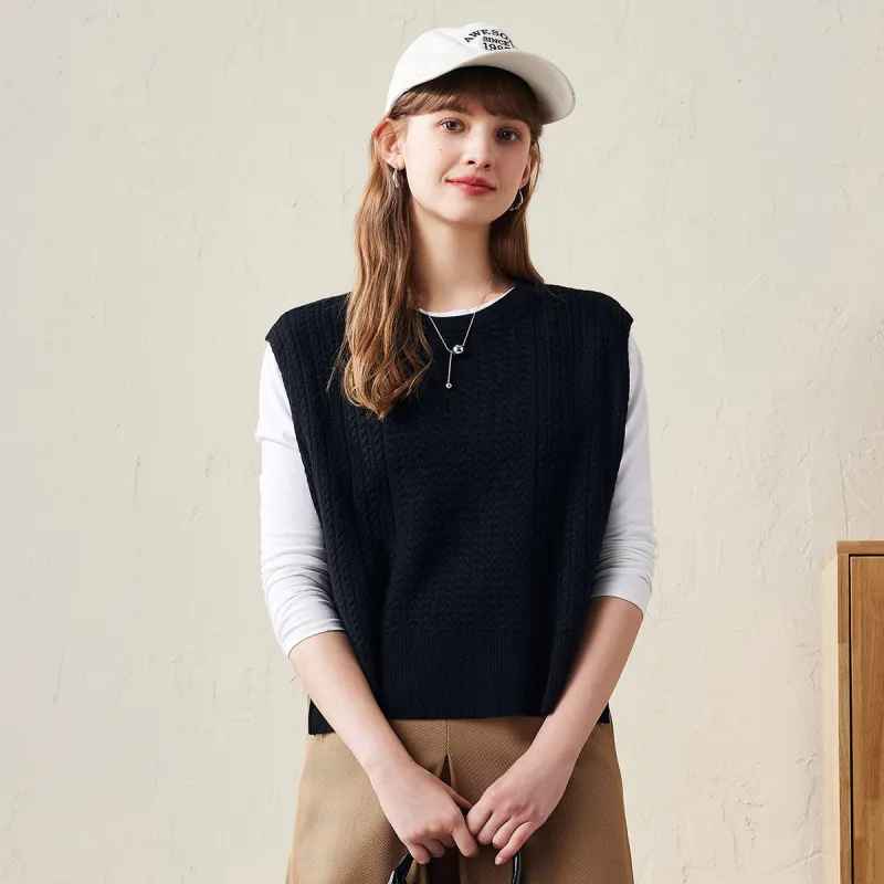 100% Wool Women's Knit Sleeveless Sweater Vest sold by COMOBOCA