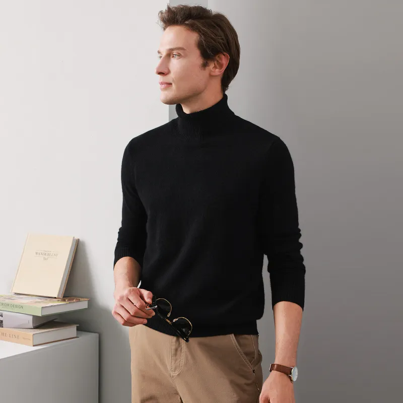 COMOBOCA Cashmere Men's Ribbed Turtleneck Sweater sold by COMOBOCA