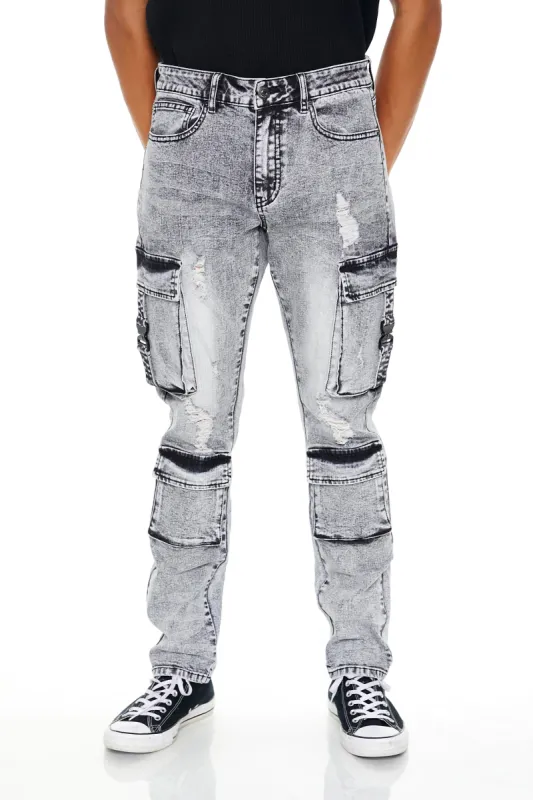 Jean cargo mince délavé à l'acide sold by Urban Planet