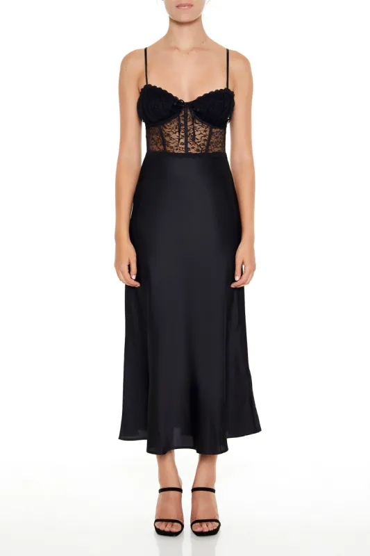 Robe-corset midi en satin et dentelle sold by Urban Planet