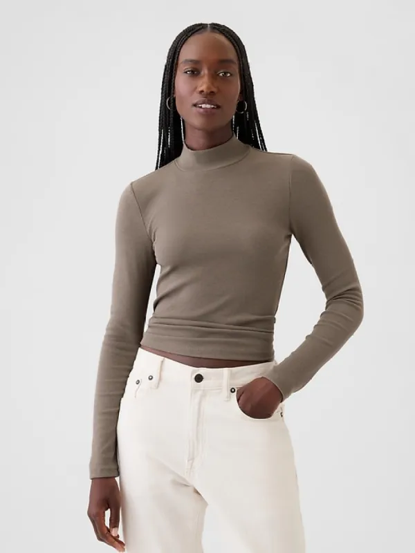 Modern Rib Cropped Mockneck Shirt sold by GAP