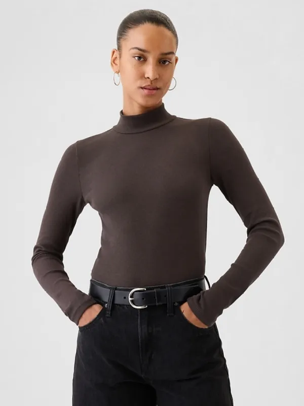 Modern Rib Cropped Mockneck Shirt sold by GAP