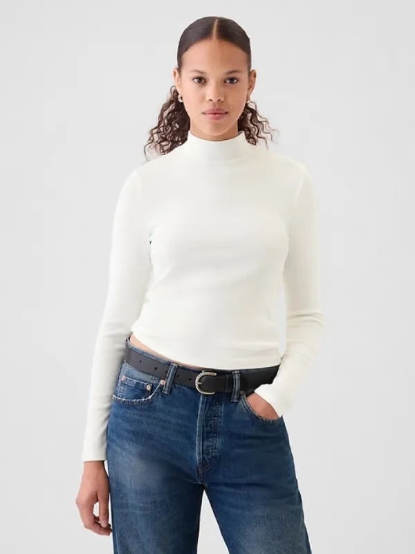 Modern Rib Cropped Mockneck Shirt sold by GAP