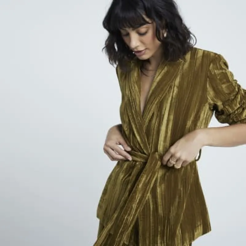 Green Belted Wrap Blazer sold by River Island