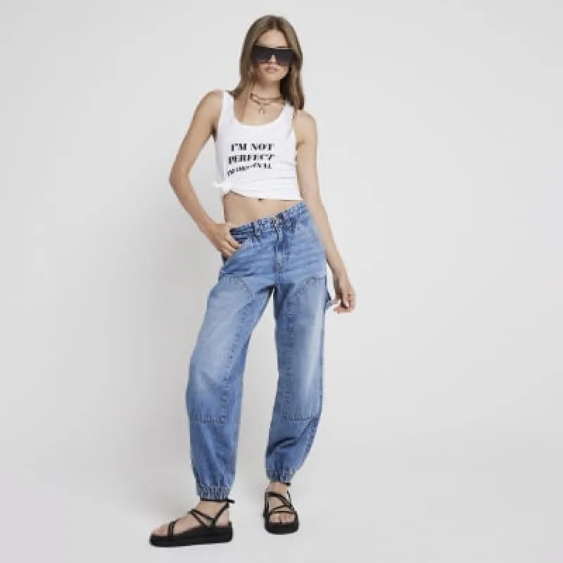 Blue carpenter tapered fit jogger jeans sold by River Island