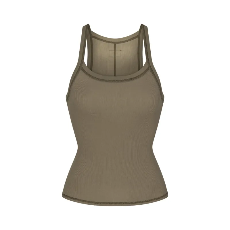 COTTON RIB SCOOP TANK | ARMY MULTI sold by SKIMS