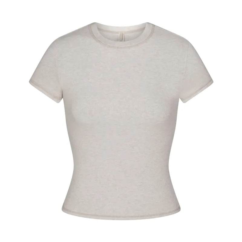 COTTON RIB T-SHIRT | HEATHER OATMEAL MULTI sold by SKIMS