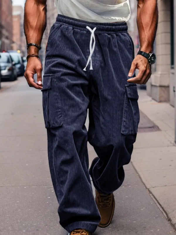 Corduroy Straight Leg Cargo Pants sold by Coofandy