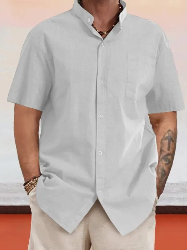 Casual 100% Cotton Stand Collar Shirt sold by Coofandy