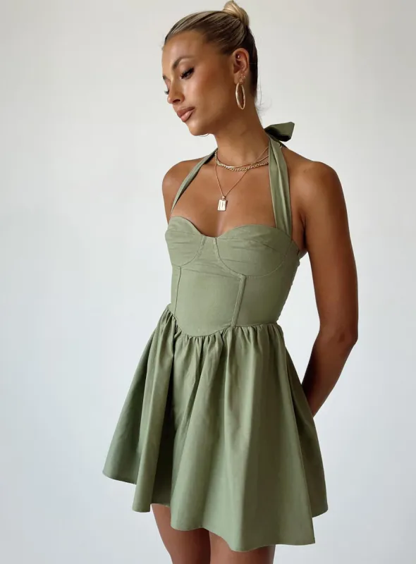 Lyle Mini Dress Sage sold by Princess Polly