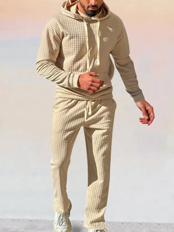 Stylish Athleisure Waffle Hoodie Set sold by Coofandy