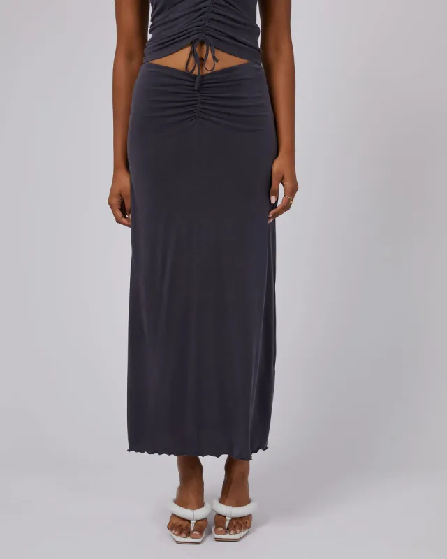 Luxe Maxi Skirt Steel sold by edge clothing
