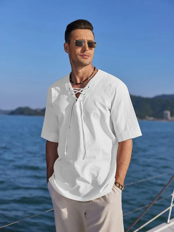 Casual Breathable Lace Up Shirt (US Only) sold by Coofandy