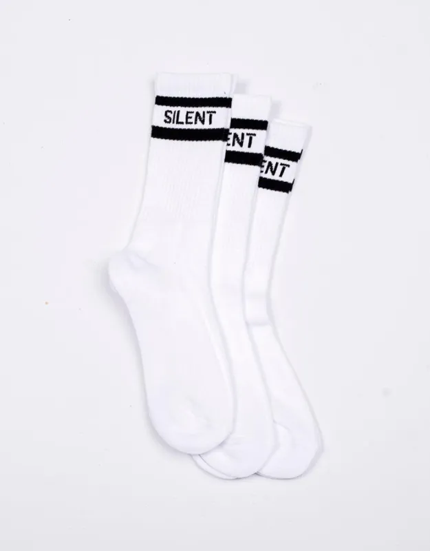 Silent Crew Sock 3 Pack White sold by edge clothing