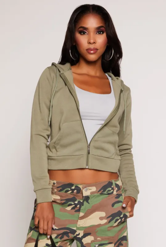 Fleece Zip Front Long Sleeve Hoodie sold by Rainbow