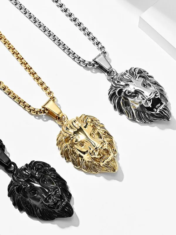 Lion Head Pendant Necklace sold by Coofandy