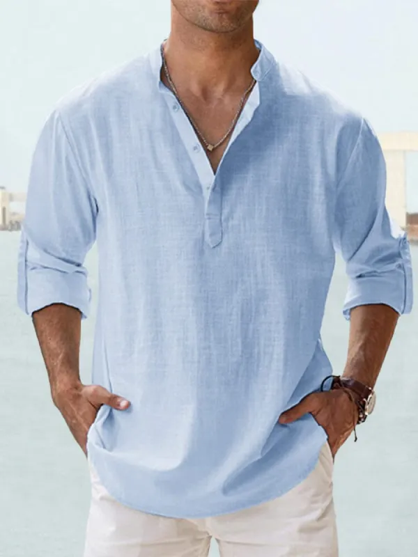 Cotton Linen Casual Long Sleeve Shirt sold by Coofandy