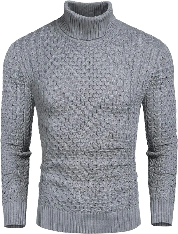 Slim Fit Turtleneck Knitted Twisted Pullover Sweaters (US Only) sold by Coofandy