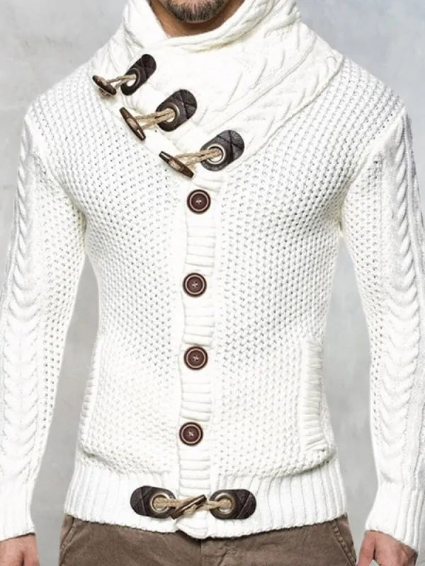 Fashion Knitted High Collar Button Sweater sold by Coofandy