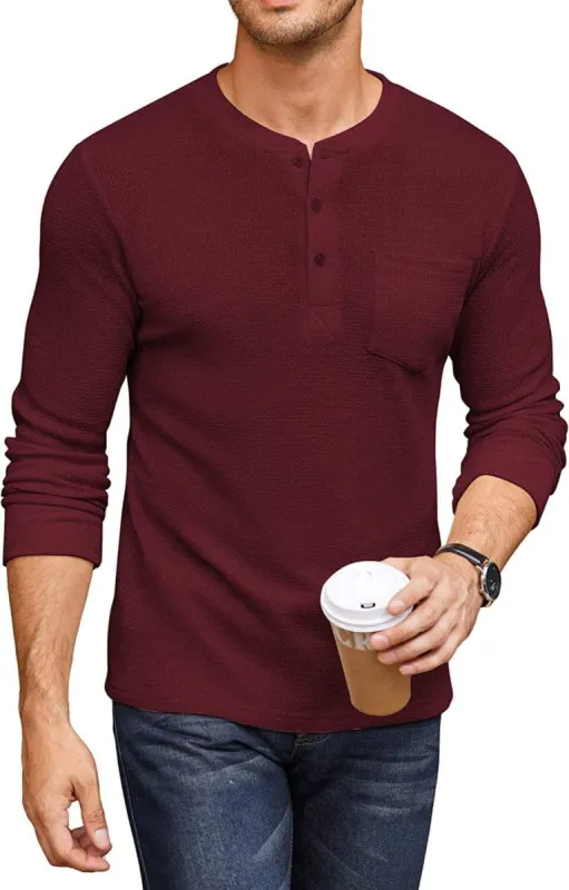 Basic Waffle Pullover Long Sleeve T-Shirt (US Only) sold by Coofandy