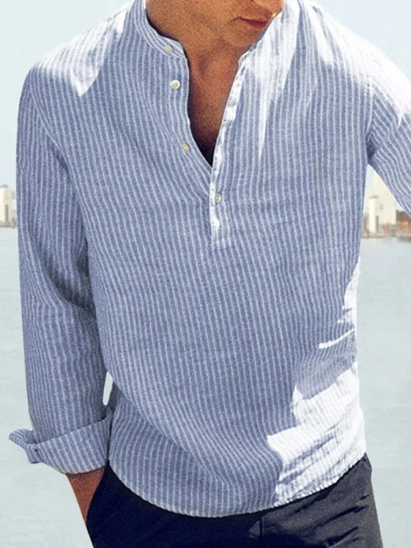 Cotton Linen Style Stripe Shirts sold by Coofandy