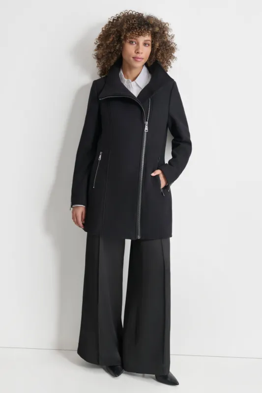 WOOL COAT WITH ZIPPER DETAIL sold by DKNY